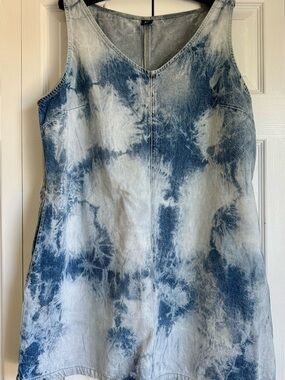 Gap Blue Tie-Dye Denim Tank Dress XL